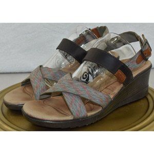 🌹Keen Womens Skyline Ankle Brindle Wedge Brown Leather Sandals Size 10.5
